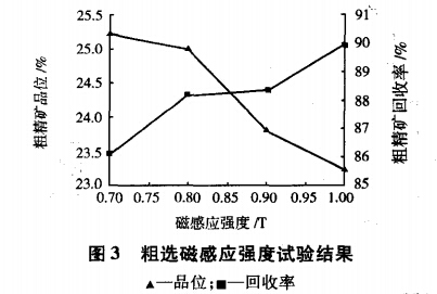 粗選磁感應(yīng)強(qiáng)度試驗結(jié)果